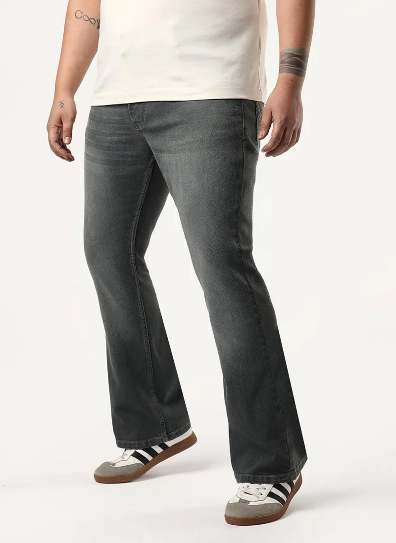 أوربانو فاشن Urbano Plus Men's Grey Bootcut Fit Mid Rise Heavy Washed Jeans Stretchable